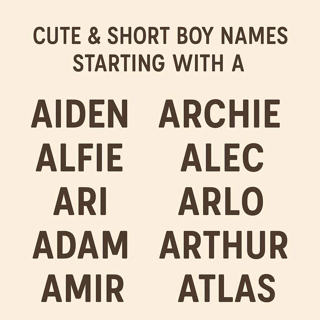 Cute & Short Boy Names Starting With A